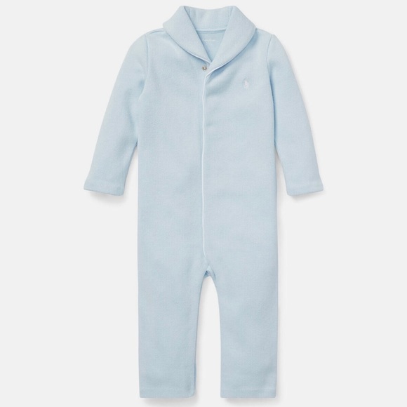 Ralph Lauren Childrenswear Unisex French Rib Shawl Light Blue Coverall - 6M - Picture 10 of 11